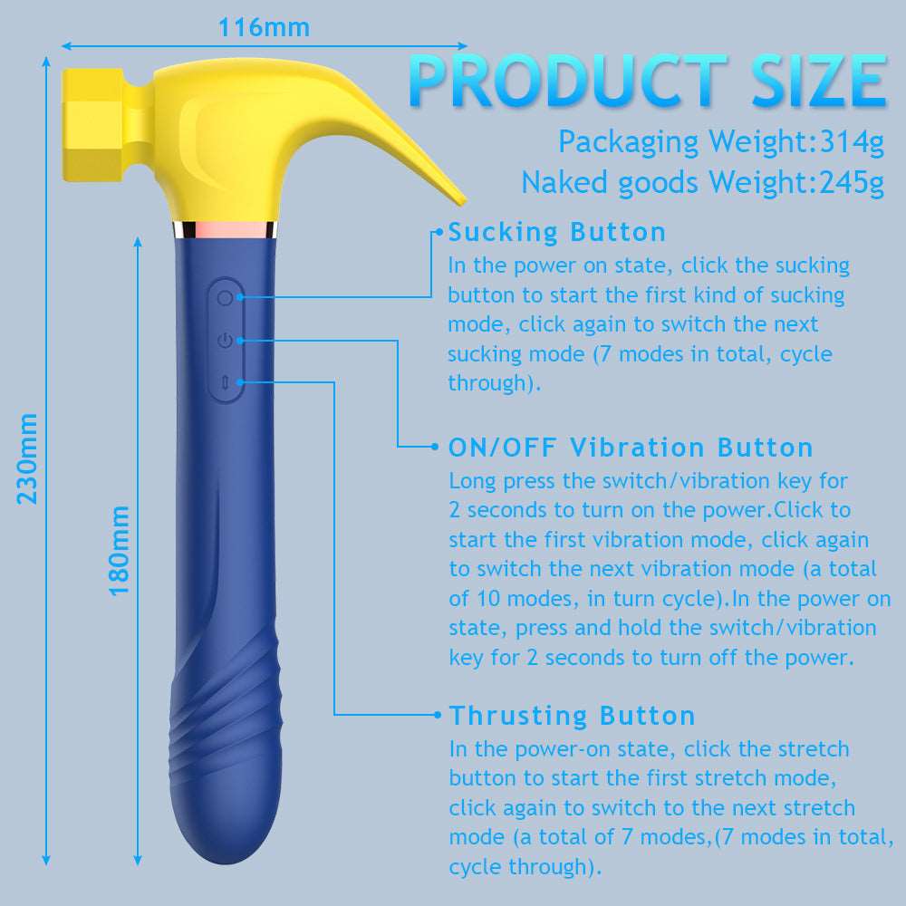 Hammer - 3-in-1 Thrusting, Sucking, Vibrator - Michelle Selection - #tag1# - #tag2#