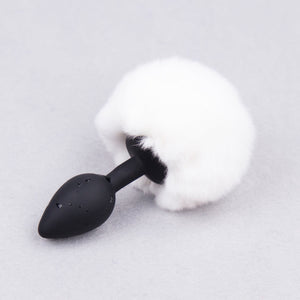 White Rabbit Tail Anal Plug with Black Plug - Michelle Selection - #tag1# - #tag2#