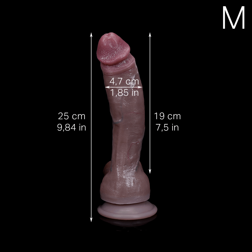 Sculpture Black size M dimensions: 25 cm (9.84 in) total length, 19 cm (7.48 in) insertable length, 4.7 cm (1.85 in) diameter