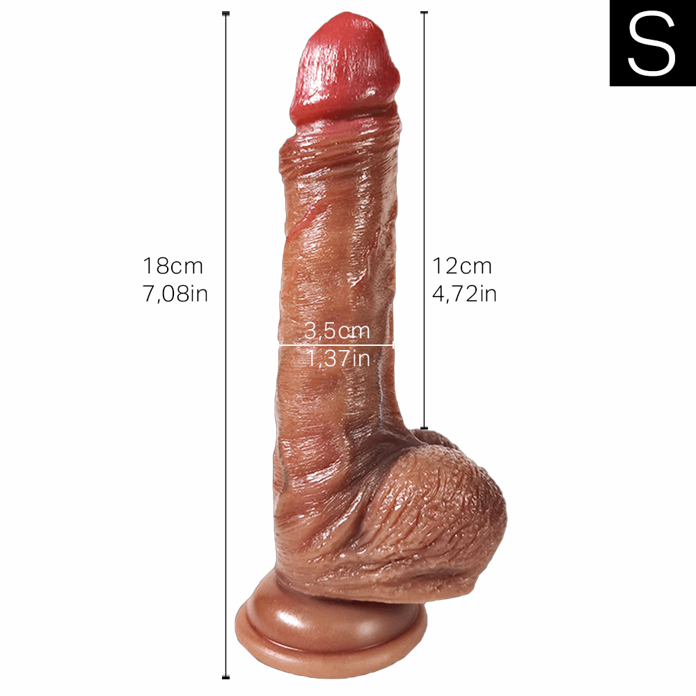 Size S size photo: 18.5 centimeters total length, 12 centimeters insertable length, 3.5 centimeters diameter.