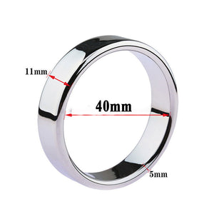 Stainless steel cock ring, 40 mm inner diameter, 11 mm wide, 5 mm thick