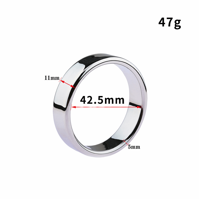 Stainless steel cock ring, 42.5 mm inner diameter, 11 mm wide, 5 mm thick, 47 g