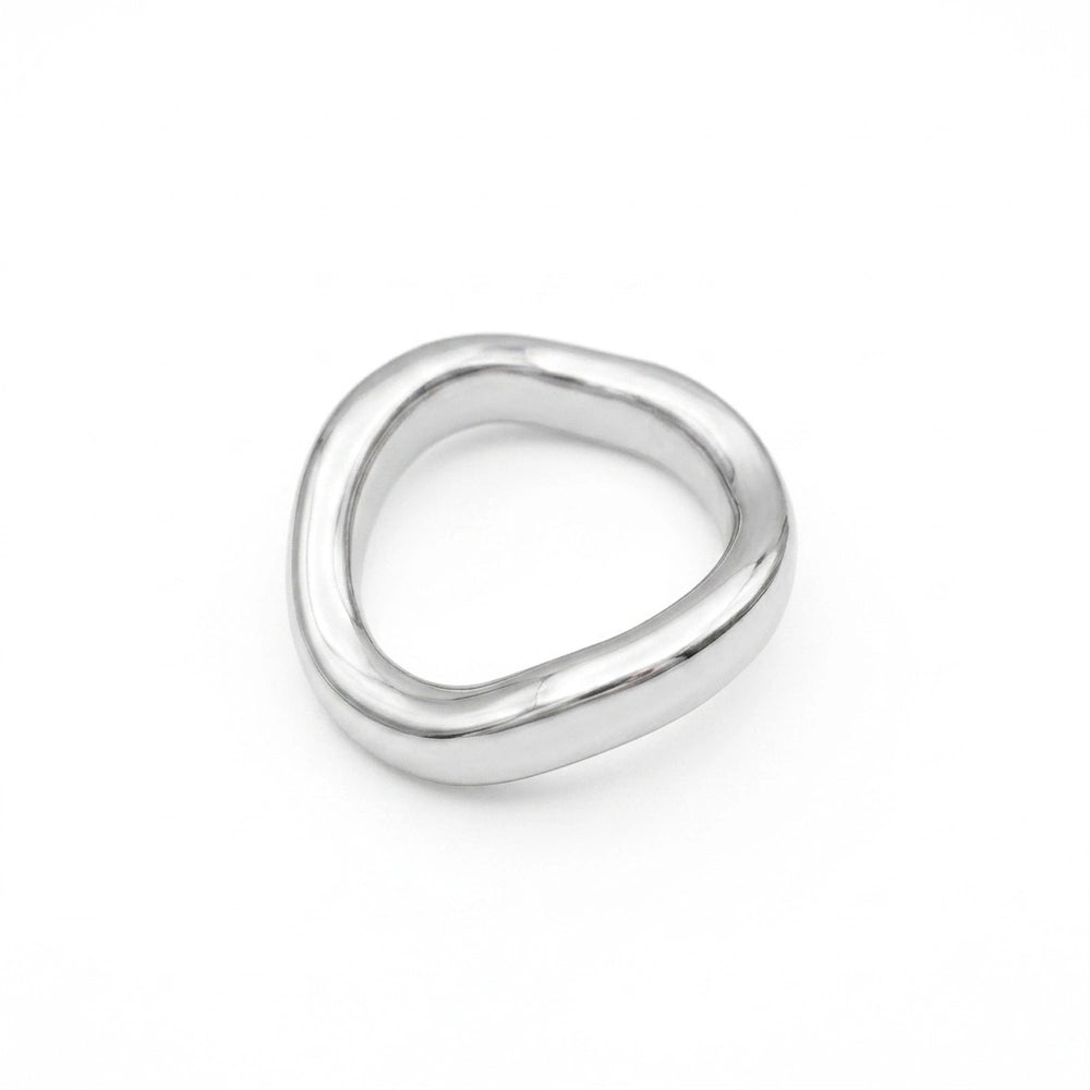 Stainless Steel Contoured Cock Ring on white background