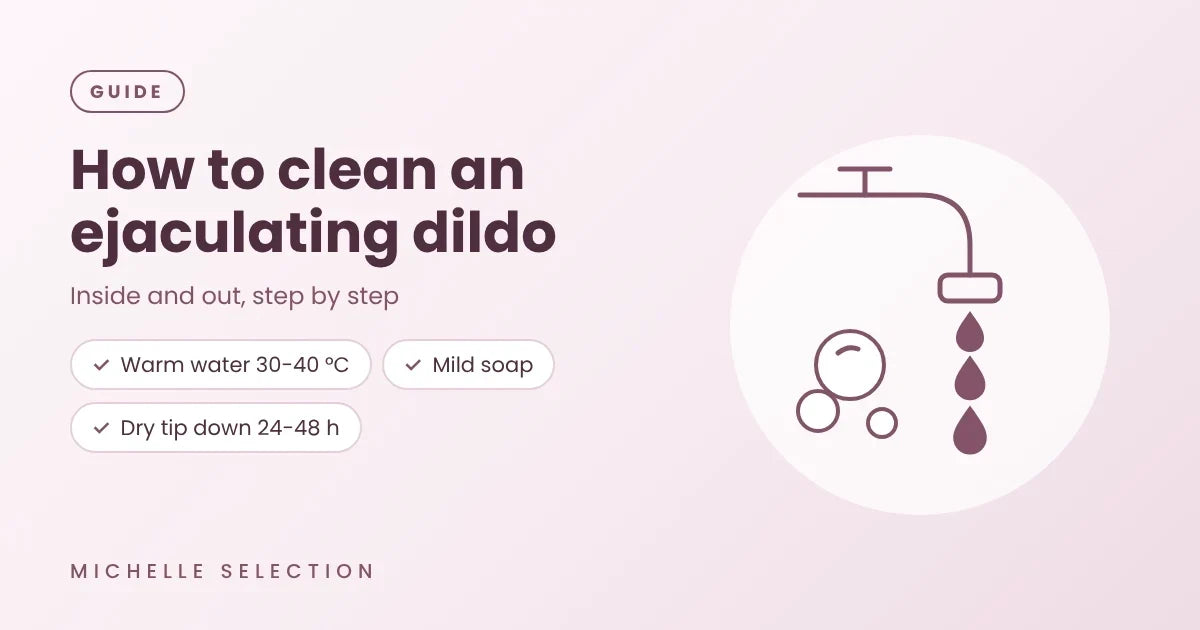 Cleaning an ejaculating dildo with warm water and mild soap