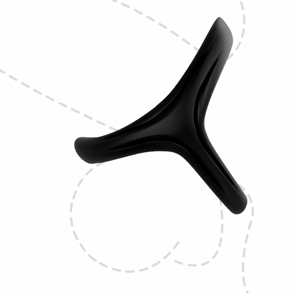 Black silicone 2in1 cock ring, Y-shaped dual-loop design, front view
