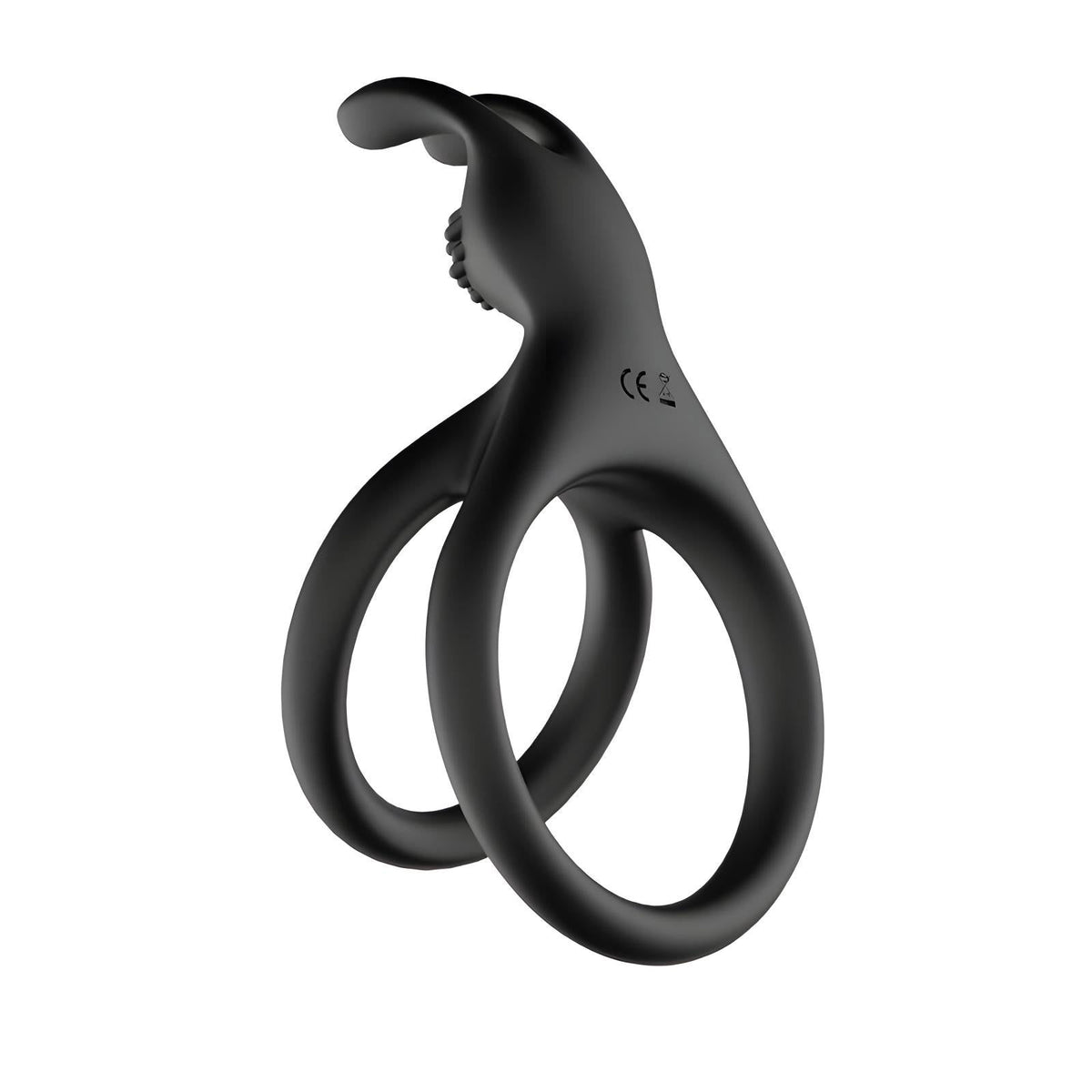 3in1 silicone cock ring with double loop and clitoral stimulator, front view