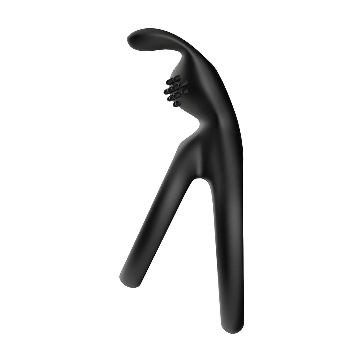 3in1 silicone cock ring in profile with curved clitoral stimulator arm