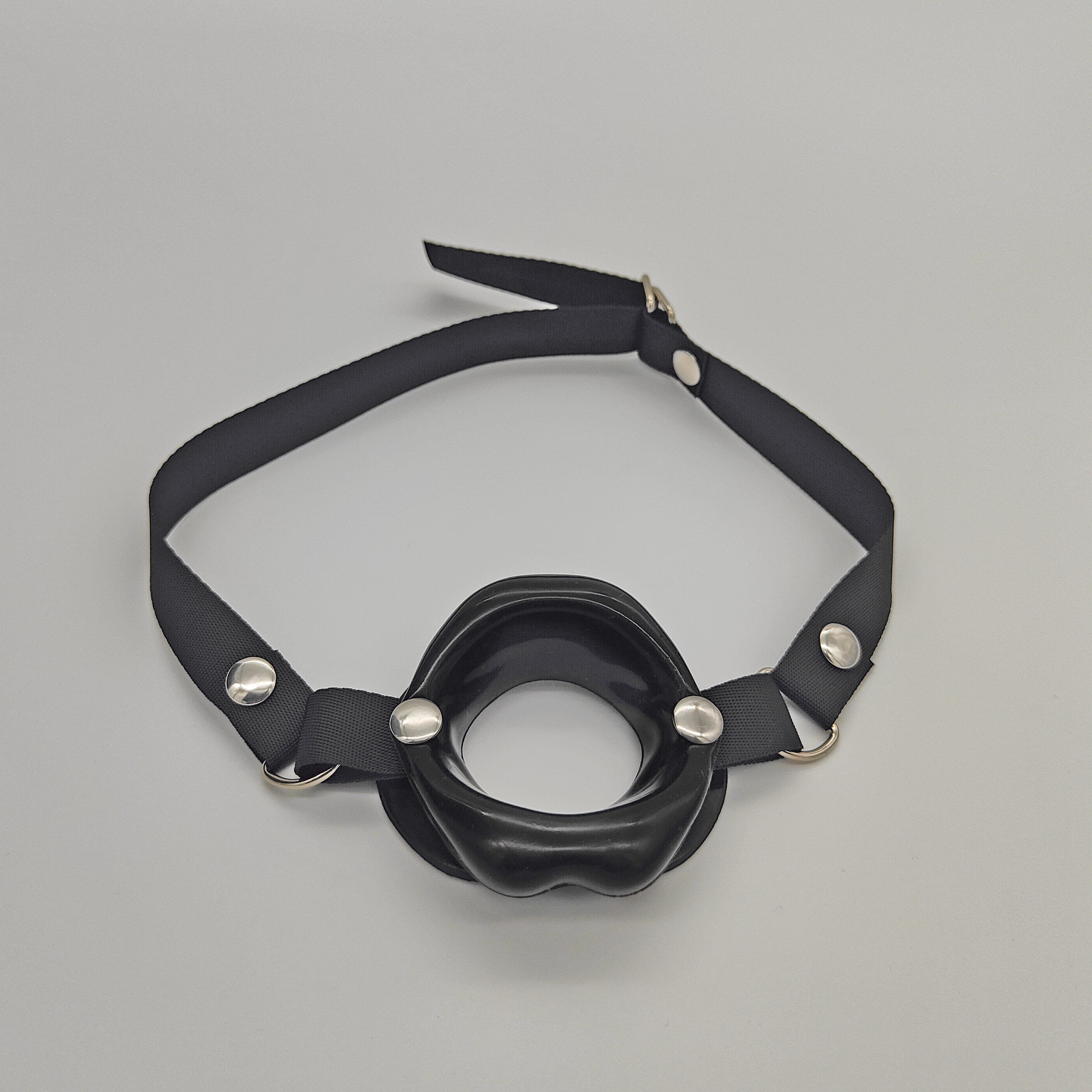 Lip-Shaped Silicone Mouth Gag - Black