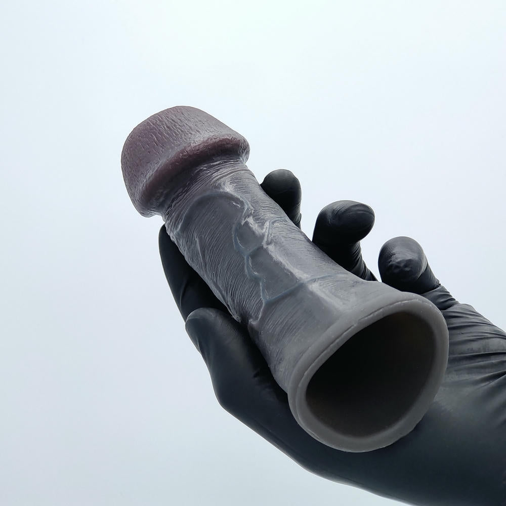 Bottom view of the Classic Penis Sleeve Black showing the inner sleeve opening