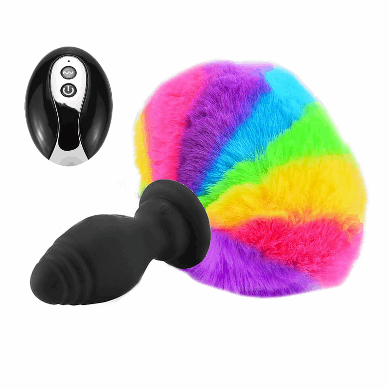 Rainbow Rabbit Tail Plug