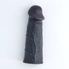 Mega Veins Black realistic silicone penis sleeve, full view.