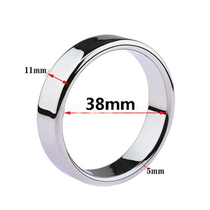 Stainless steel cock ring, 38 mm inner diameter, 11 mm wide, 5 mm thick