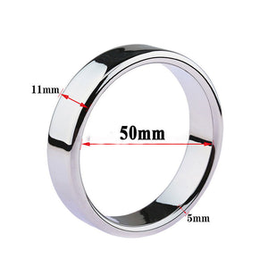 Stainless steel cock ring, 50 mm inner diameter, 11 mm wide, 5 mm thick
