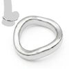 Stainless Steel Contoured Cock Ring on a white background with a small wearing guide illustration
